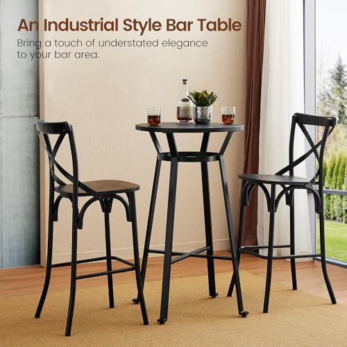 Glitzhome 41.25" H Round Bar Table, Bistro Pub Table with Solid Wood Top...