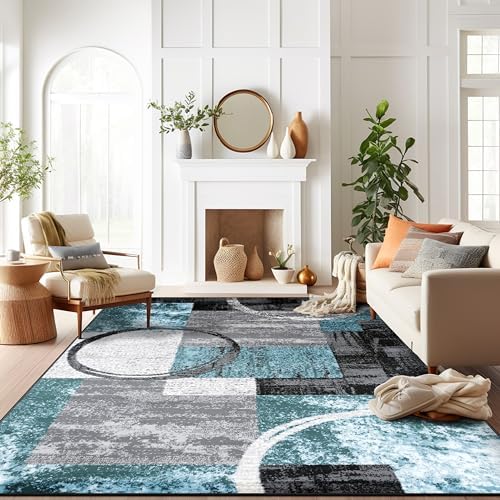 Rugshop Circle Design Contemporary Fade-Resistant Area Rug Gray 12' x 15&...