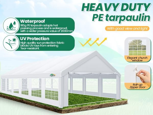 COBIZI 20x40 Party Tent Heavy Duty, Large Outdoor Event Shelter Tents for Par...