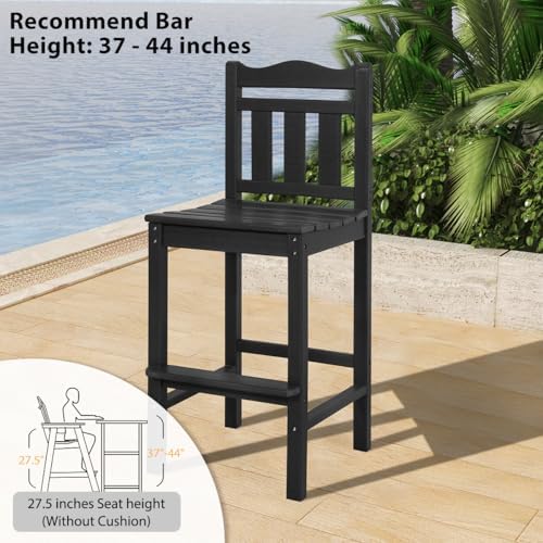 Sundale Outdoor Tall Adirondack Bar Chair Set of 2, HDPE Patio Bar Stools