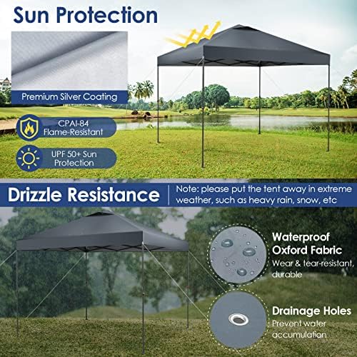 Tangkula 10x10 Ft Pop Up Canopy, Easy Set-up Instant Tent with Center Lock, C...