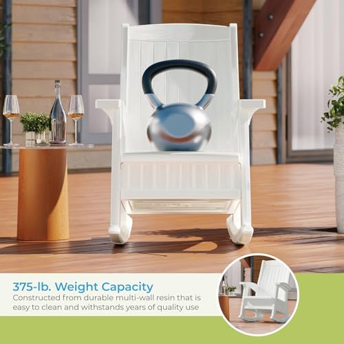 Suncast Outdoor Patio Rocking Chair with 7 Gal. of Under-Seat Storage, Stylis...