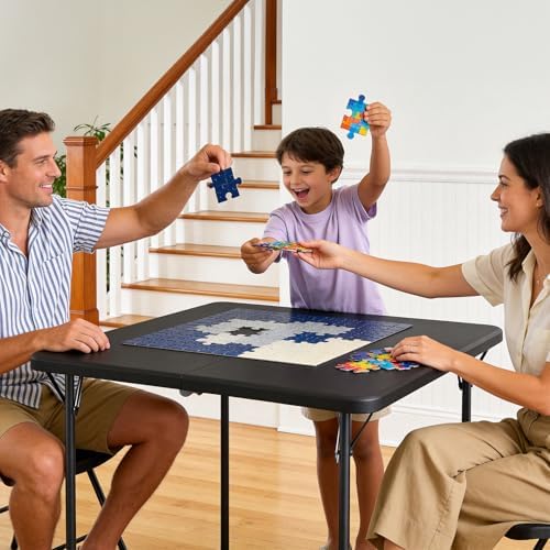 Folding Table, 36 Inch Square Foldable Card Table with Carrying Handle, Heavy...