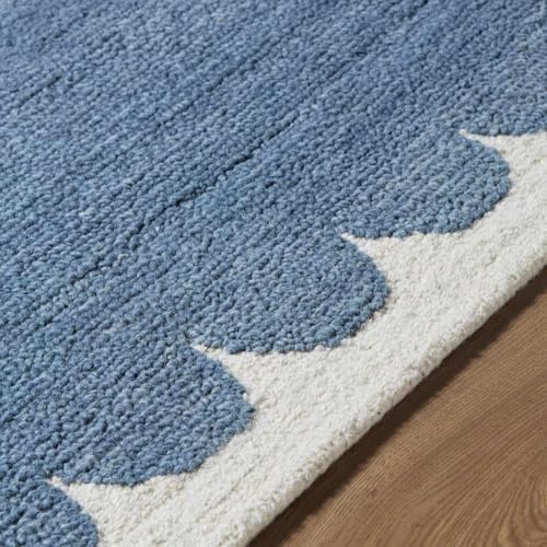 Hauteloom Kazuto Wool Living Room, Bedroom Area Rug - Scalloped Border Plain ...