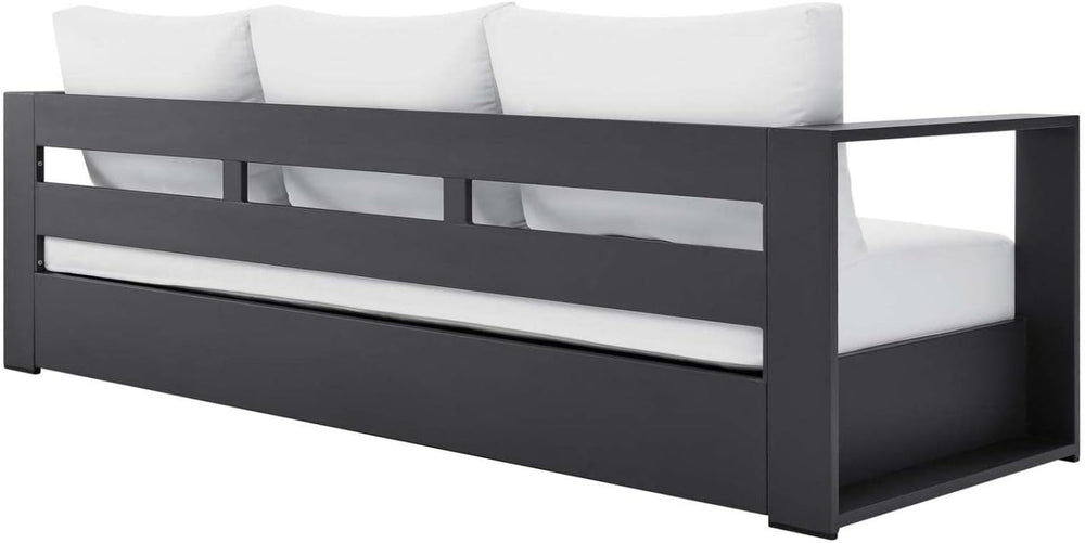 Modway Tahoe Aluminum Outdoor Patio Sofa in Gray White