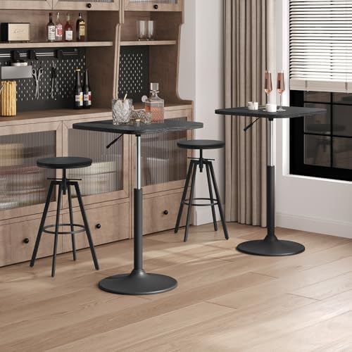 MAHANCRIS Bar Table, Height-Adjustable Pub Table 26.8-36.2 Inches, Cocktail T...