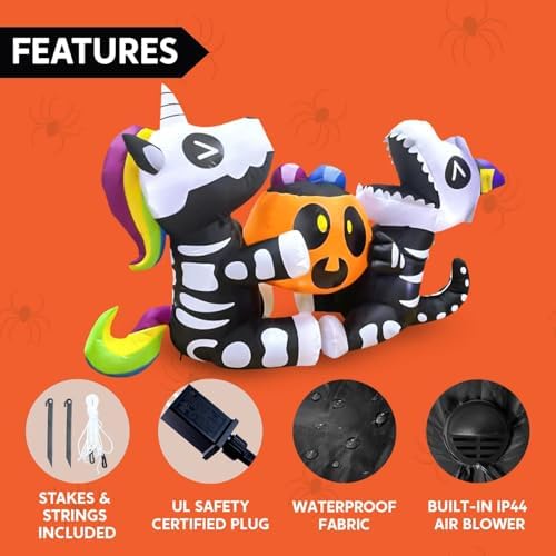 Joiedomi 6 FT Halloween Inflatables Outdoor Decorations, Sitting Skeleton Uni...