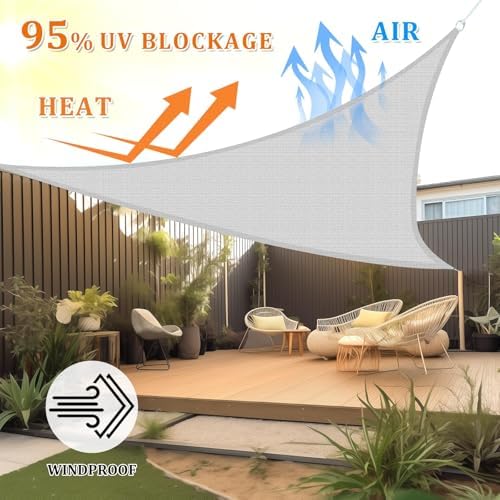 Shade&Beyond 16'X16'X16' Sun Shade Sail Light Grey Triangle
