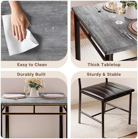IRONCK Dining Table Set for 2, Gray