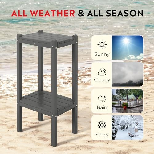 Costaelm Outdoor Side Table, 2-Tier Small Patio Coffee Tables for Outside, Ou...