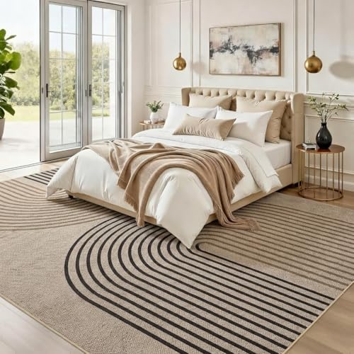 Garvee Outdoor Patio Rug 8x10 Rainbow Washable Easy Jute Rugs, Tan