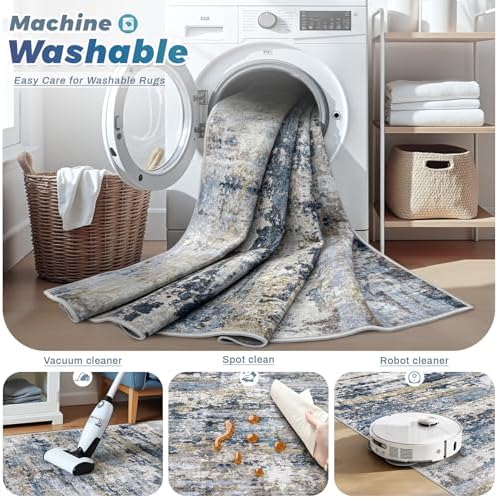 pmtsns Area Rugs 8x10 for Living Room: Washable Rug Modern Abstract Neutral S...