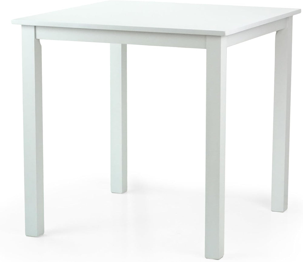 Dining Square Kitchen Table Contemporary Design Solid Wooden in White Finish