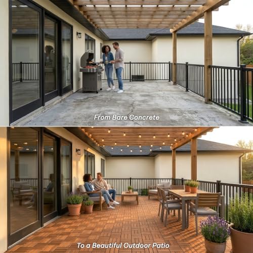 VICTORY RELAX Natural Acacia 12x12 Interlocking Wood Deck Tiles for Balcony, ...