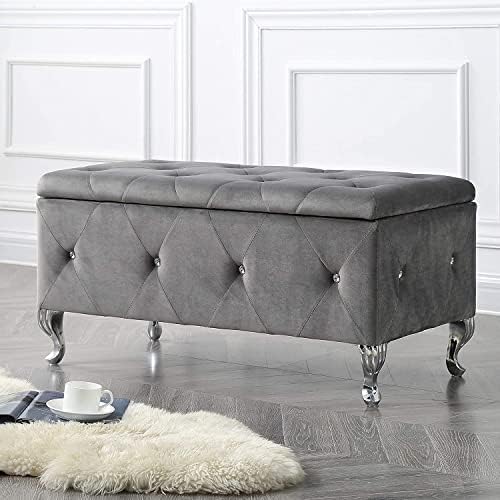 AC Pacific Glam 38 Inches Storage Ottoman Bench for Entryway, Hallway, Living...