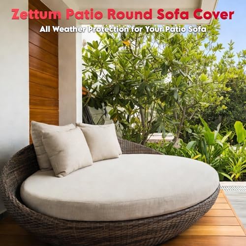 Zettum Outdoor Daybed Cover 88 Inch - 600D Patio Round Sofa Cover Heavy Duty ...