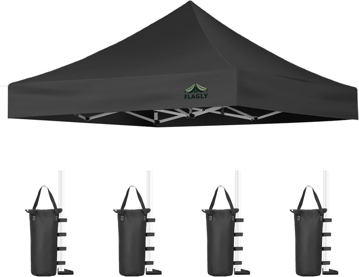 Canopy Replacement Top for 10x10ft Pop Up Canopy Tent Waterproof Durable Cover with Bonus 4 Sand Bags Outdoor Shelter Replacement Roof (Frame not Include)