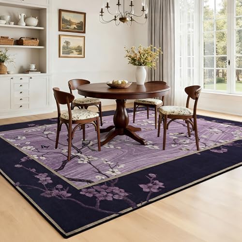 Foxmas 6x9 Purple Floral Area Rug