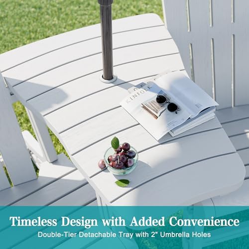 JY QAQA Outdoor Adirondack Chair Set of 2, All-Weather HDPE Patio Furniture w...