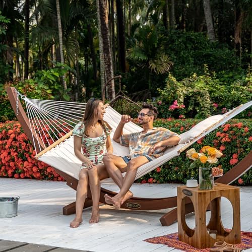 Lazy Daze Double Quilted Hammock with Pillow for Outside, Fit 13-15Ft Stand