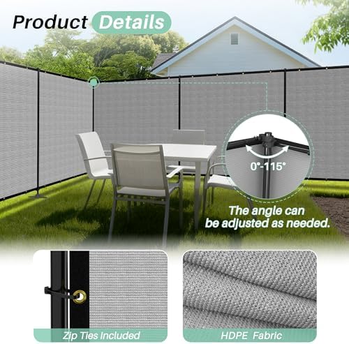 SunnyRoyal 6' x 24' Privacy Fence Screen Panel with Iron Poles Freest...