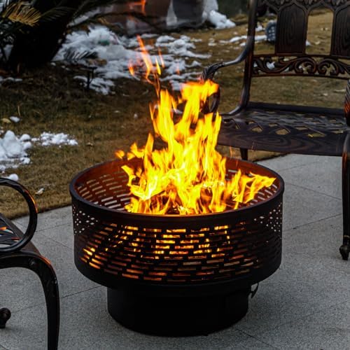 OutVue 26 Inch Wood Burning Fire Pits with Grill & Lid