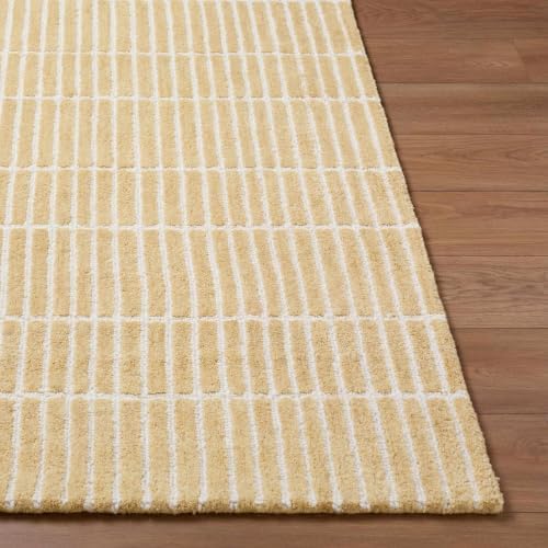 Hauteloom Finial Wool Living Room, Bedroom Area Rug - Neutral Modern Minimali...