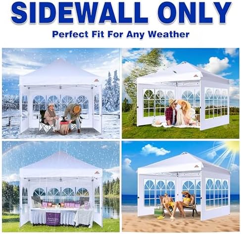 SCOCANOPY SideWall with Window for 10x10 Canopy Frame, 2 Pcs Sunwalls Only,White