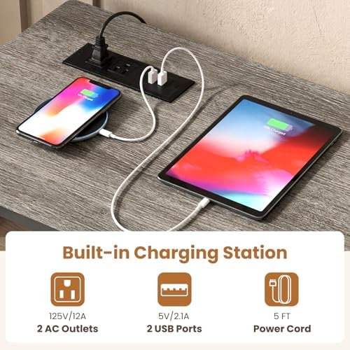 COSTWAY 4 Pieces Counter Height Bar Table Set with Power Outlet