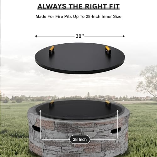 FEBTECH - 30" Round Fire Pit Lid - Heat Resistant Fire Pit Cover Round