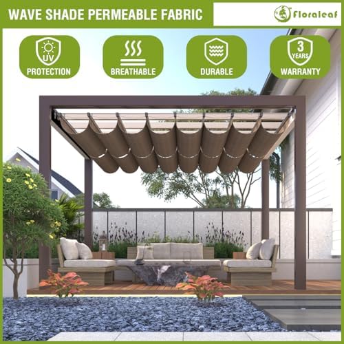 4' × 16' Pergola Shade Cover Retractable Pergola Replacement Canopy S...