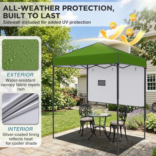 EAGLE PEAK 6x4 Instant Pop Up Canopy Tent with 1 Half Wall, Grass Green