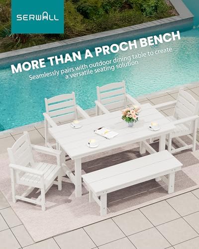 SERWALL 2-Person Backless Outdoor Bench 56 Inches, White