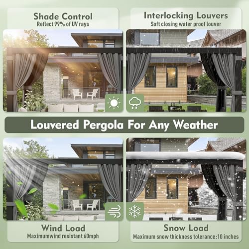 12'x20' Louvered Pergola with Aluminum Frame
