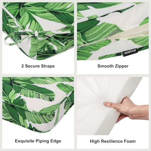 19x19x3 Inch Outdoor Square Corner Chair Cushions with Ties Set of 2, Water &...