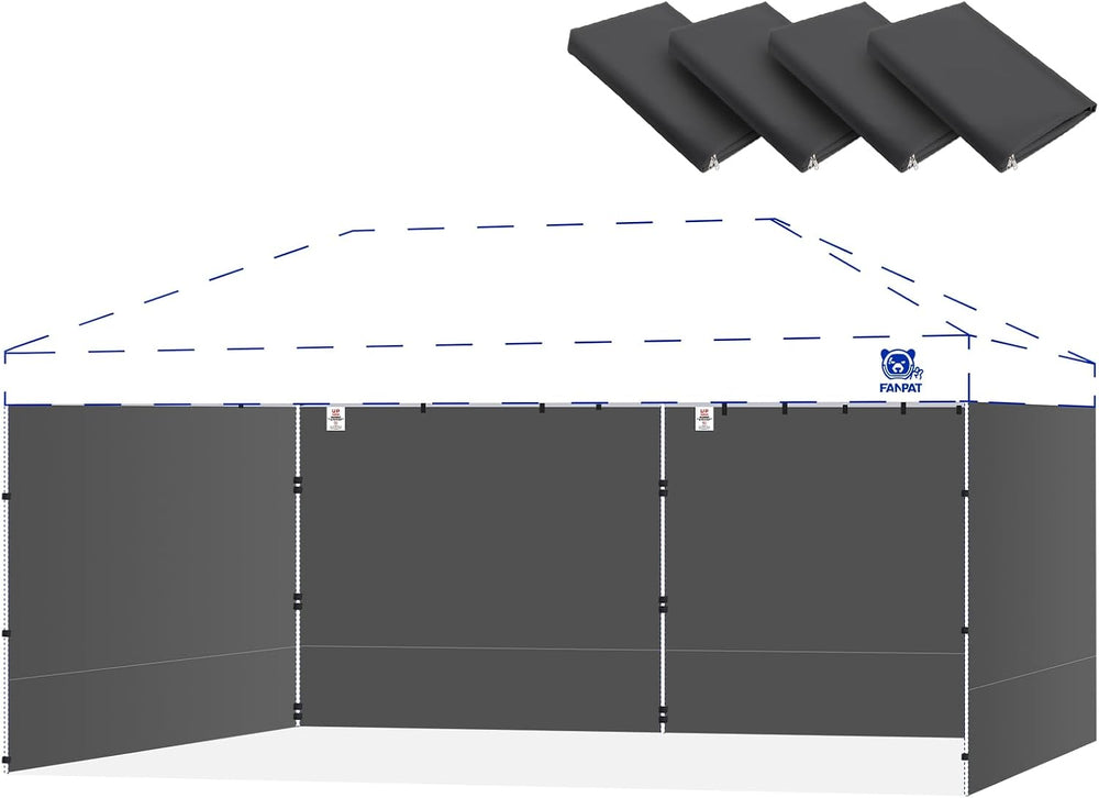 FANPAT 10x20ft Sidewalls for Canopy, Dusk Gray(4Pcs Sidewalls Only)