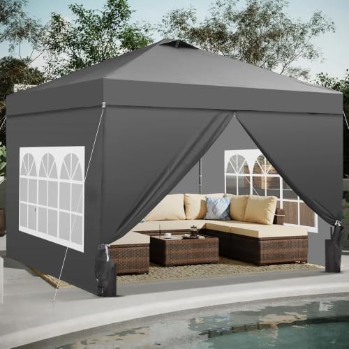 10x10ft Pop-Up Canopy Tent with 4 Side Walls — Easy Setup, Outdoor Portable G...