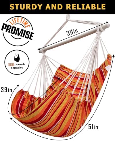 ADVOKAIR Hammock Chair Swing 500lbs Steel Bar Multi-Size Bedroom&Porch