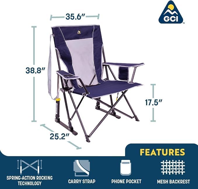 GCI Outdoor Comfort Pro Rocker Camping Chair | Portable Folding Rocking Chair...