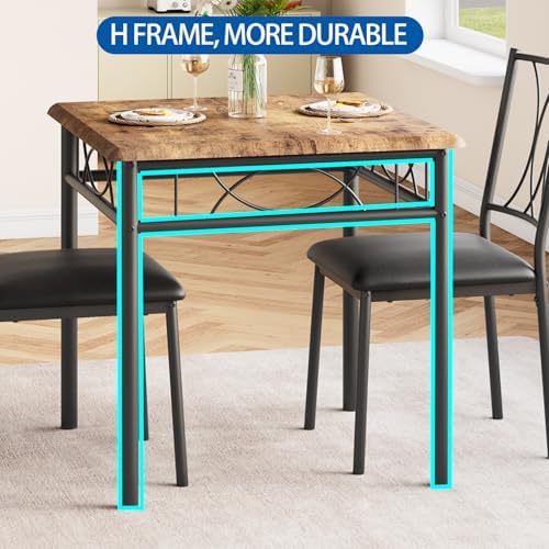 Dining Table Set for 2, Kitchen Table with 2 Upholstered Chairs, Wood 3-Piece...