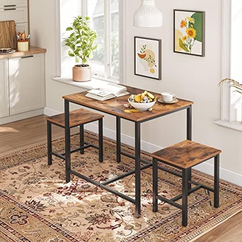 HOOBRO 3-Piece Industrial Dining Table Set, Kitchen Table, Space Saving Dinet...