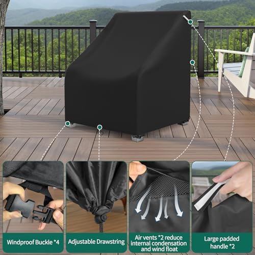 AKEfit Patio Chair Covers for Outdoor Furniture Waterproof 2 Pack,Heavy Duty ...