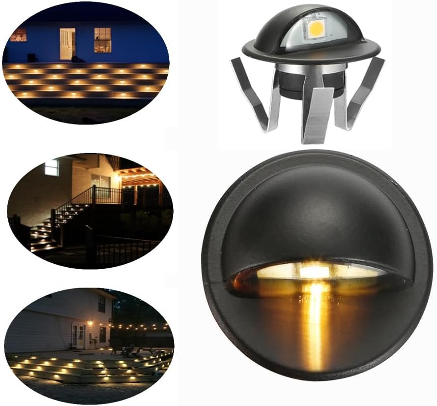 FVTLED Pack of 10 Warm White Low Voltage LED Deck Lights kit Φ1.38 Outdoor Ga...