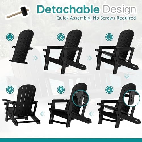 Shintenchi Adirondack Chairs Set of 2,HDPE Adirondack Chairs w/Removable Tabl...