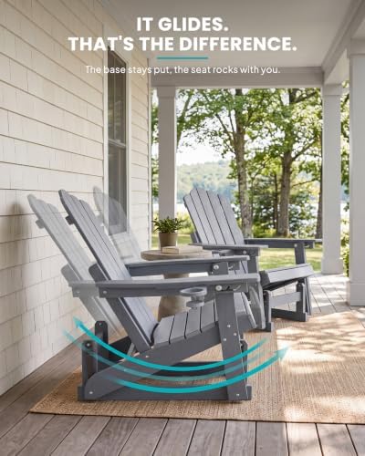 Adirondack Glider Chair Set of 2, Retractable Ottoman & Adjustable Backrest