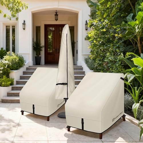 Porch Shield Waterproof Patio Chair Cover 2 Pack 34W x 37D x 36H in, Beige