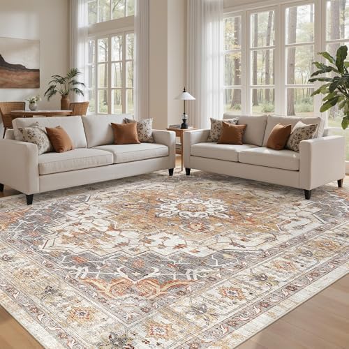 befbee 9x12 Area Rugs for Living Room, Washable Vintage Non Slip Rug