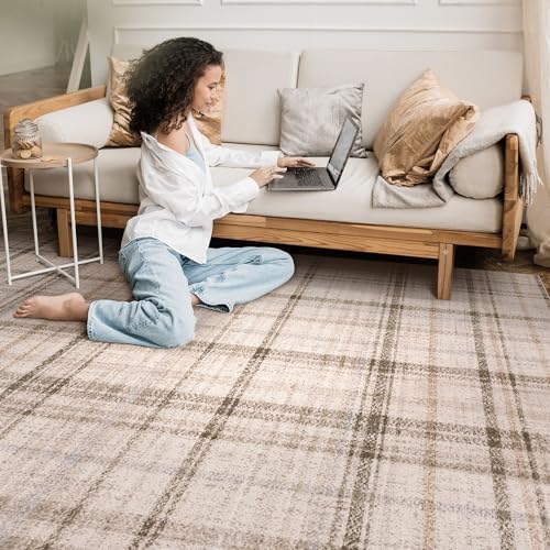 Tortania Area Rug Living Room Rugs - 9x12 Washable Large Soft Neutral Boho Mo...
