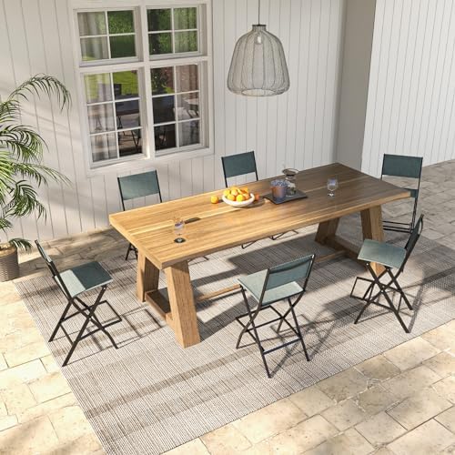 Tangkula Outdoor Barstools Set of 2, Counter Height Folding Bar Chairs with B...