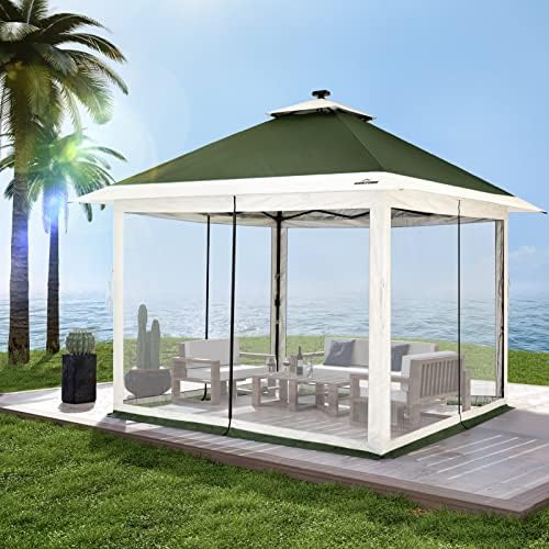 Suntime Pop Up Gazebo, Solar LED, 12x12 ft, Green